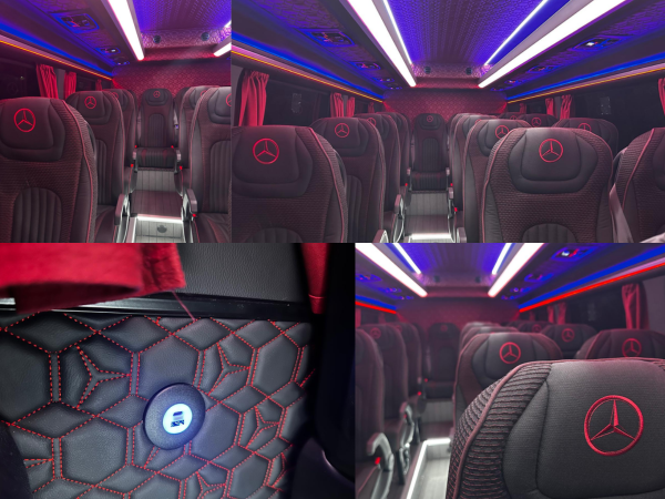 Scaune confortabile și interior modern al microbuzului